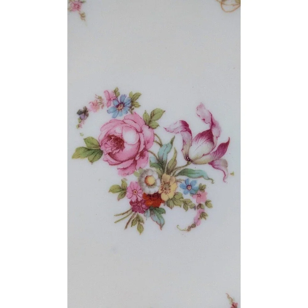 Antique M Z Austria L S S Carlsbad Scalloped Salad Plate Pink Rose Swags 8